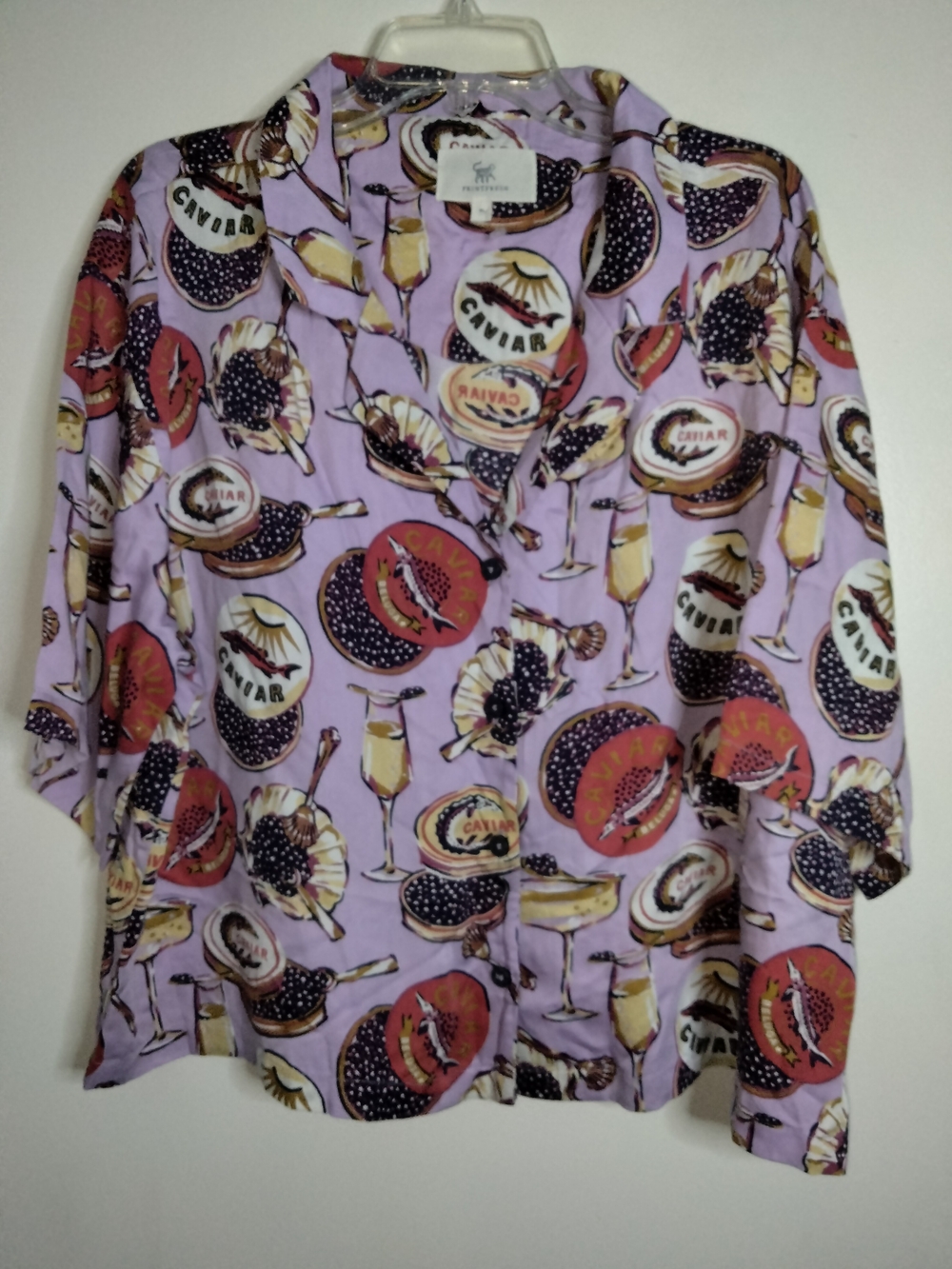 Printfresh -XL- Lavender Caviar-Print Viscose SS Button Front Pajama Top NEW-NWT